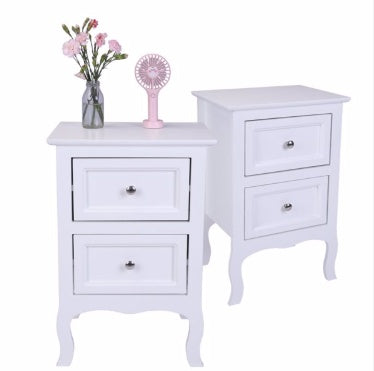 Countryside Style Two-story Bedside Table - White