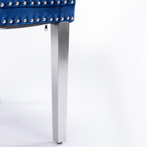 High-end Tufted Solid Wood Contemporary Velvet Upholstered Dining Chair With Chrome Stainless Steel Plating Legs,Nailhead Trim,Set Of 2