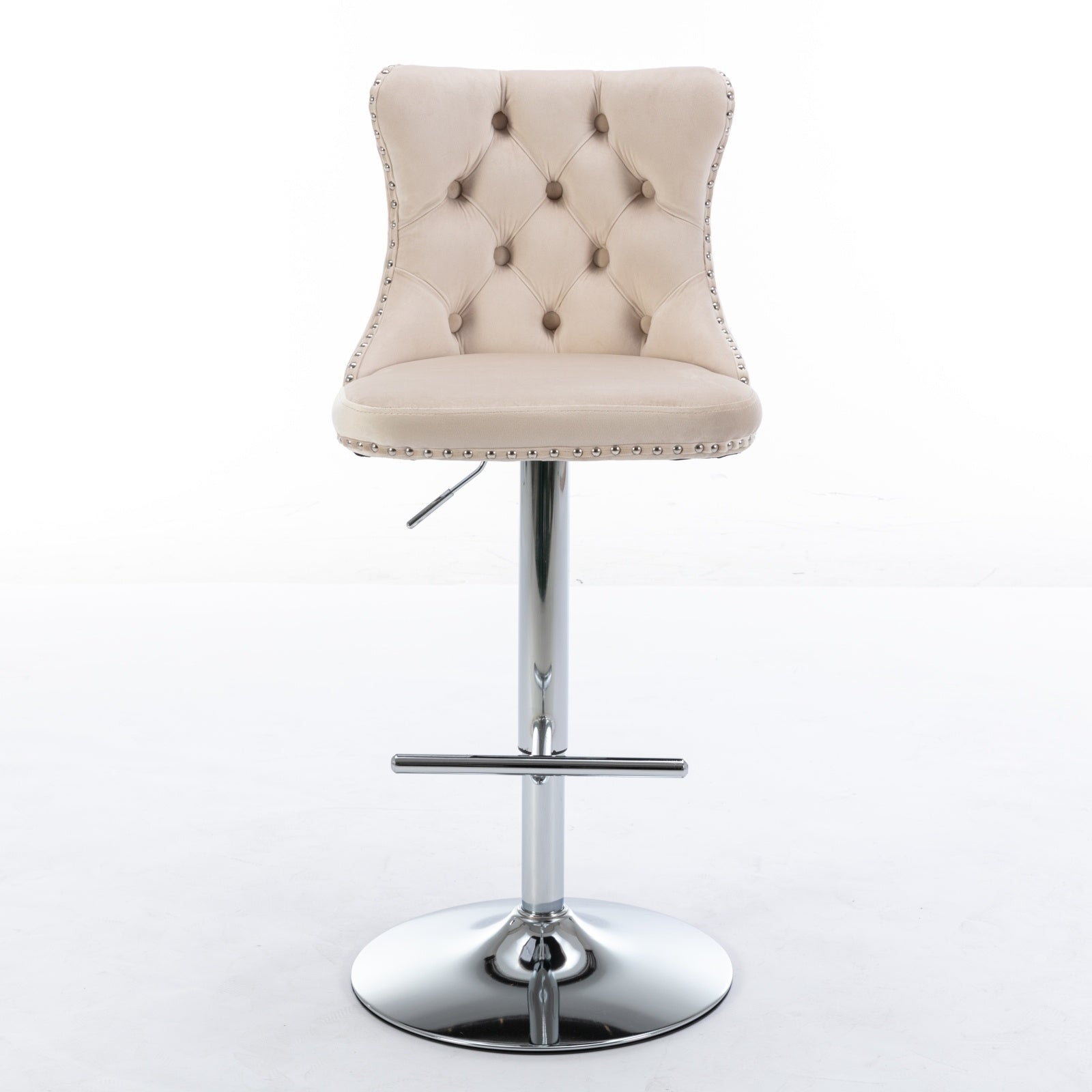 Swivel Velvet Barstools Adjustable 25 33  Seat, Modern Upholstered Chrome Base