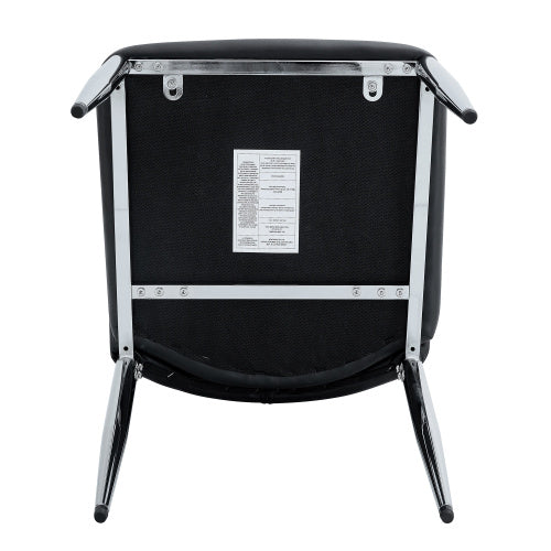 Set Of Four Black PU Comfort Dining Chairs 17.7x25 Dining Chair With Extended Backrest,BLACK PU,Silver Metal Legs,Suitable For Various Places Such As Family Restaurants, Hotels, Coffee Shops,etc.