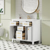 36'' Bathroom Vanity With Ceramic Sink Combo Set,Modern Freestanding Single Bathroom Cabinet With 4 Drawers & 2 Cabinets,Storage Cabinet For Bathroom, Solid Wood Frame Vanity Set, White