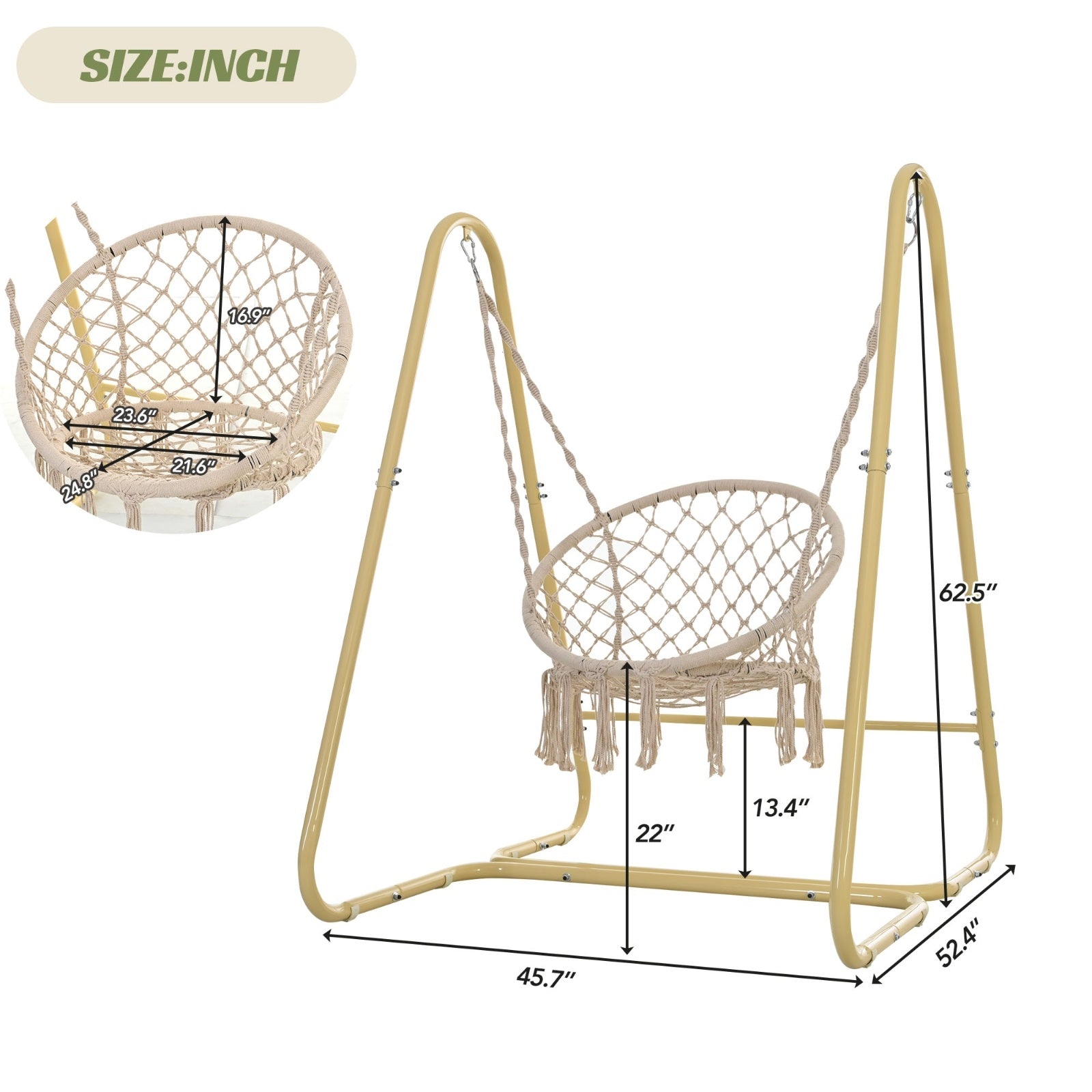 Swing Chair Handmade Macrame Swing Hammock Chair With Stand