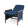 Mid Century Modern Fabric Channel   Wood Pushback Recliner
