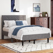 Queen Bed Frame, Linen Storage Headboard, Strong And Stable, No Noise,Under Bed Storage, No Box Spring,Weight 485lbs