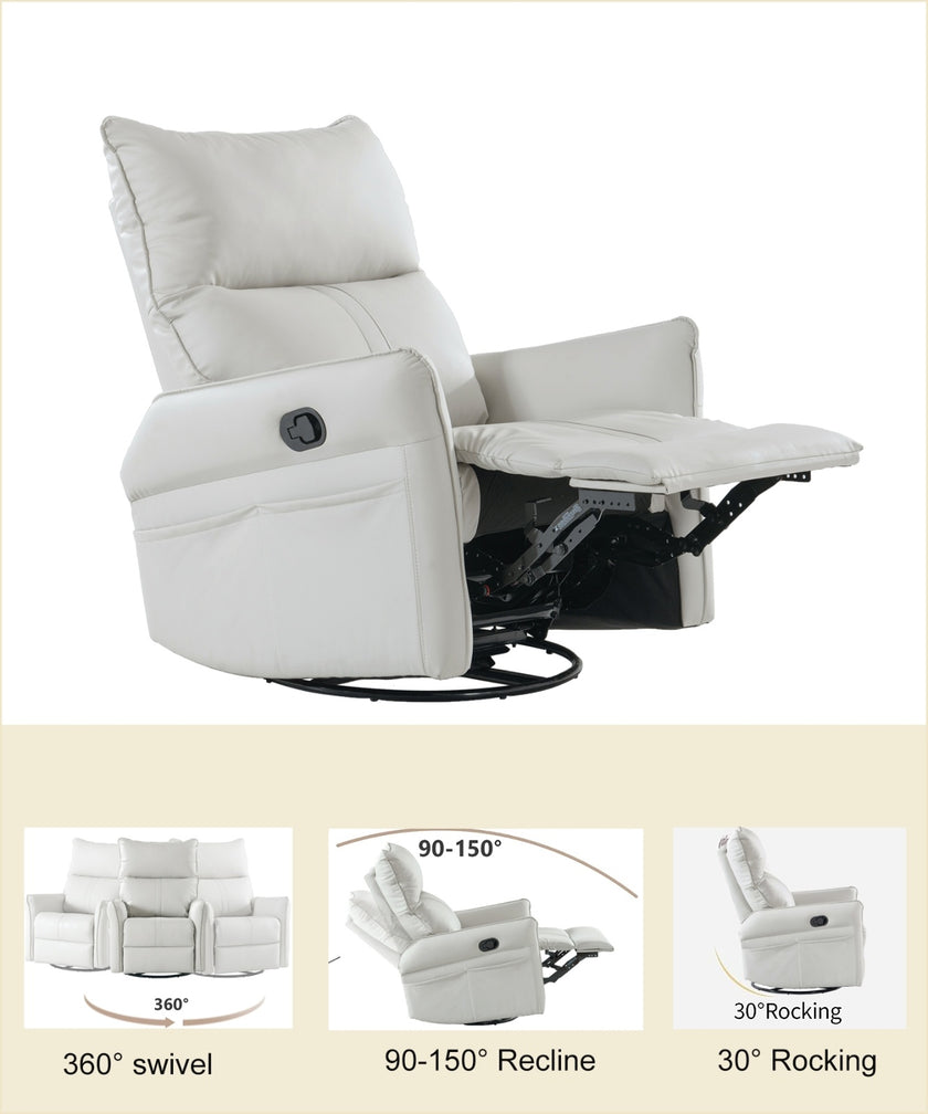 360  Swivel Rocking Recliner Chair, Nursery Glider, Modern Small Rocker