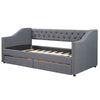 Twin Size Upholstered Daybed With 2 Drawers, Wood Slat Support, Gray