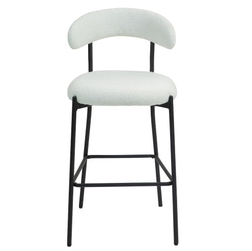 26 Counter Height Bar Stools Teddy Fabric Cover Kitchen Island Counter Bar Stool With Black Powder Coating Base And Footrest