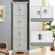 High Storage Cabinet With Door And 4 Shelves, Suitable For Living Room, Kitchen, Office, Bedroom, Bathroom, Modern Style, White