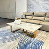 Modern Rectangular Coffee Table With Sintered Stone Top, Gold Metal Frame, For Living Room