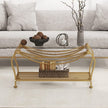 Tempered Glass Surface 3-Piece Coffee Table Set Decor Rectangle Coffee Table With 2 Square End Side Table Unique Design Coffee Table With Sturdy Construction For Living Room  Elegant Gold