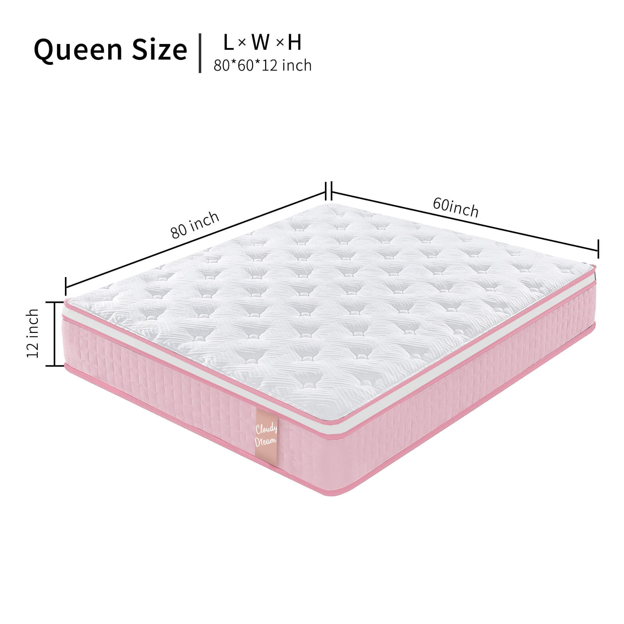 12 Inch Hybrid Mattress Individual Pocket Spring Memory Foam Cool Knitted Cover CertiPUR-US