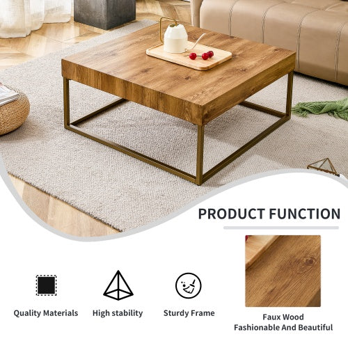 Modern Rectangular Coffee Table, Dining Table. MDF Desktop With Metal Legs. Suitable For Restaurants And Living Rooms. The Size  31.5x31.5x14.37