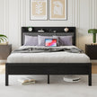 Queen Size Bed Frame, Storage Headboard With Charging Station, Solid And Stable, No Box Spring Needed, Easy Assembly