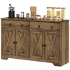 Kitchen Storage Sideboard, Farmhouse Buffet Cabinet With Barn Style Doors, Drawers, Adjustable Shelves, Light Brown