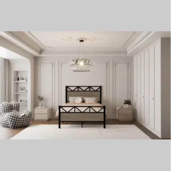 Full Size Bed Fram  Easy Assembly Brown