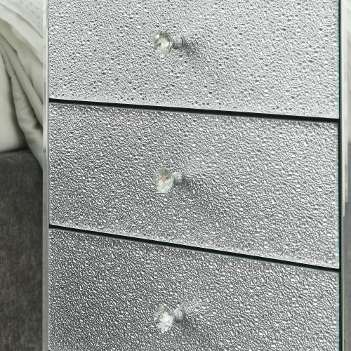 W 22 X D 16.5 X H26.4 Elegant Mirror Three Drawer Cabinet, Drawer Inlaid With Diamond Glass Mirror Three Drawer Cabinet, Suitable For Corridor, Living Room, Corner, Bedroom, Sofa