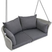 GO 51.9 2-Person Hanging Seat, Rattan Woven Swing Chair, Porch Swing With Ropes, Gray Wicker And C