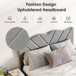 Modern Platform Bed Frame With Upholstered Headboard & Wooden Slats - No Box Spring Needed, Easy Assembly, Grey