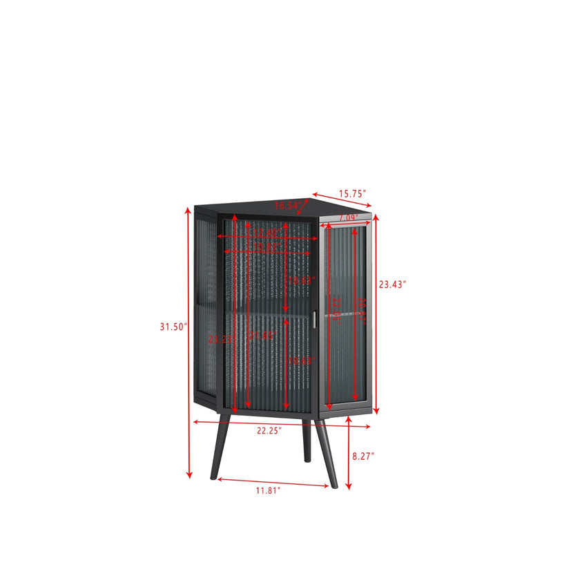 22.25 Floor Corner Cabinet With Glass Door   Shelves For Bathroom, Living Room