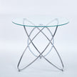 Dining Table With Chrome Metal Leg And Tempered Glass,Modern Space Saving Kitchen Table For Living Room,chrome Color Metal Legs