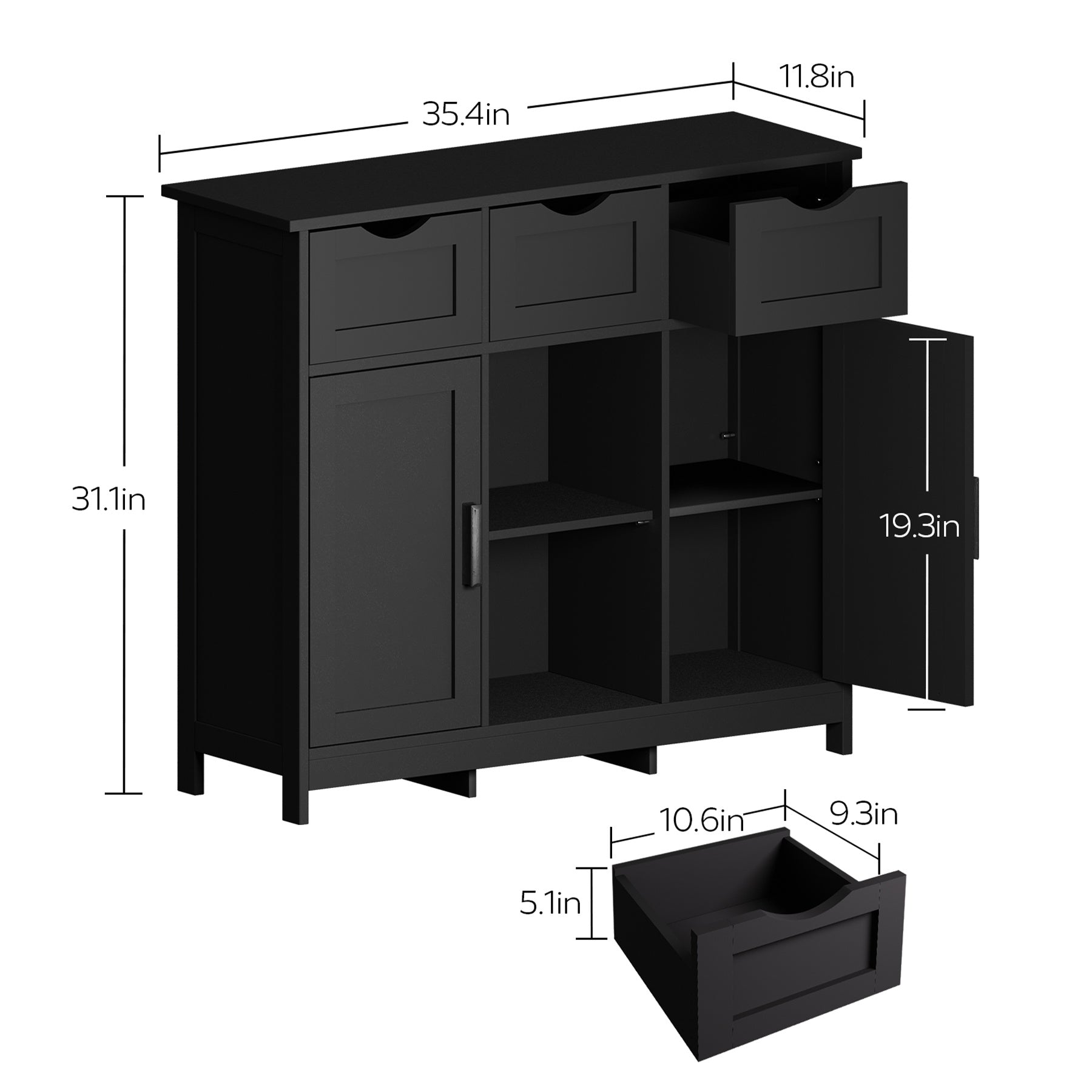 Storage Cabinet, Wooden Floor Cabinet, Storage Cabinet With Drawers And Shelves, Living Room, Bedroom, Bathroom Furniture, Home Decoration Cabinet