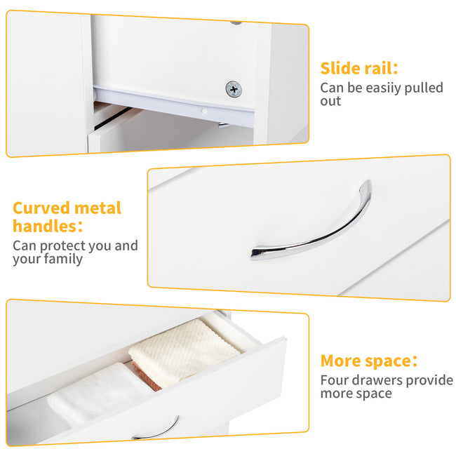 4 Drawers, 2 USB  2 Sockets, Bedside Table