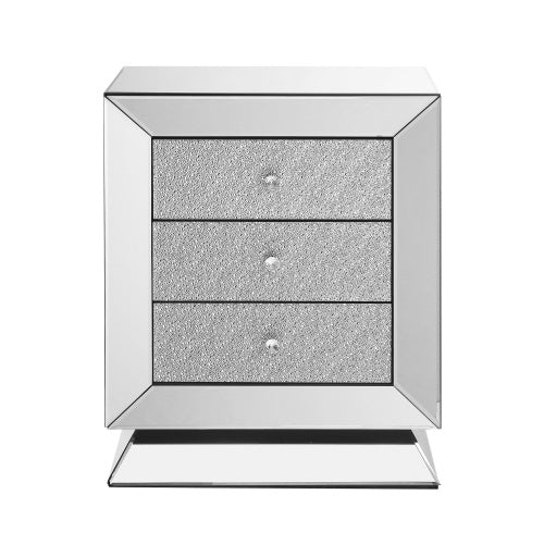 W 22 X D 16.5 X H26.4 Elegant Mirror Three Drawer Cabinet, Drawer Inlaid With Diamond Glass Mirror Three Drawer Cabinet, Suitable For Corridor, Living Room, Corner, Bedroom, Sofa
