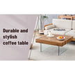 Natural Style Square MDF Coffee Table  31.5x31.5 With Tempered Glass Legs.Density Board Sticker,Reinforced Glass
