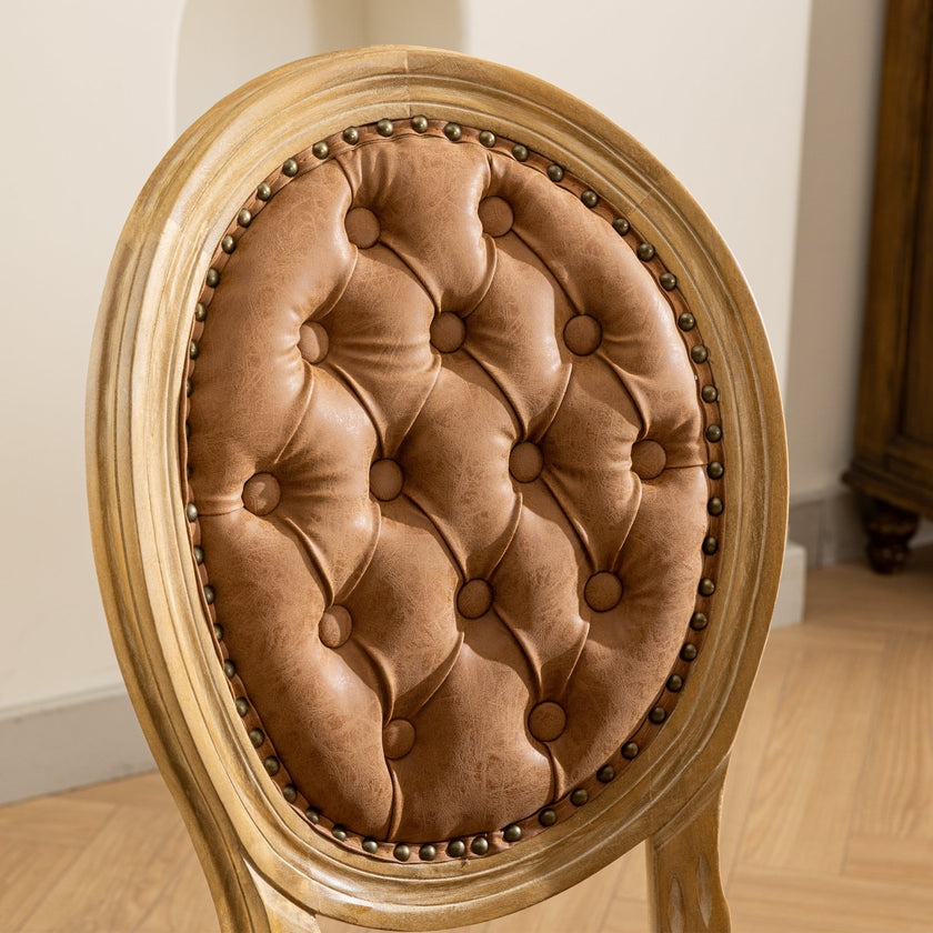 French Style Solid Wood Frame Antique Painting,Hand-pulled Buckle Decoration PU Artificial Leather D