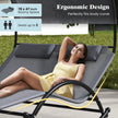 Outdoor Dual Rocker Sunbed 2-Person Canopied Patio Lounger With Detachable Headrests