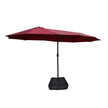 15x9ft Large Double-Sided Rectangular Outdoor Twin Patio Market Umbrella With Light And Base- Red