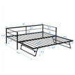 Twin Size Metal Daybed With Adjustable Trundle Up Trundle, Black