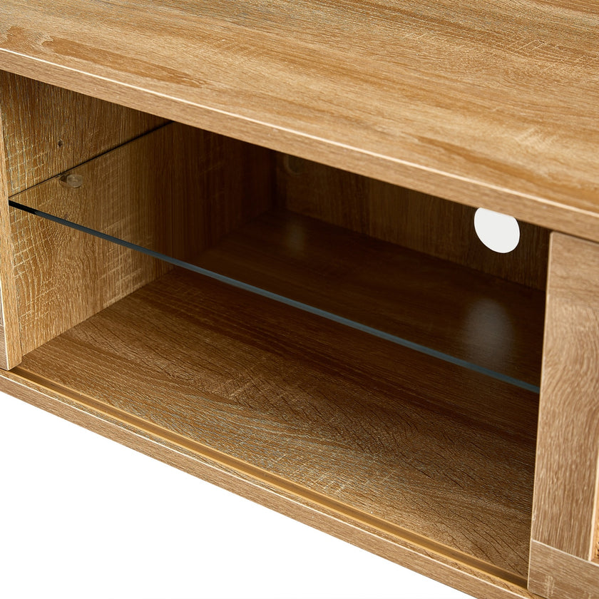 54.33  Rattan TV Cabinet With Color Light Strip   Double Sliding Doors