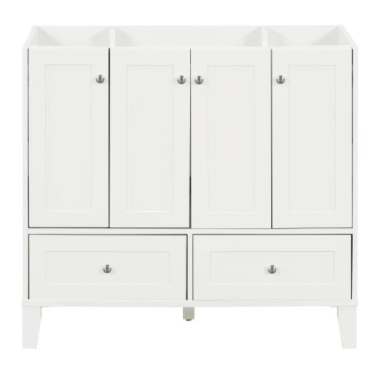 36'' Bathroom Vanity Without Countertop,Solid Wood Frame Bathroom Storage Cabinet Only, Freestanding Vanity With 4 Soft Closing Doors& 2 Drawers