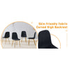 Luxury Simple Chair - Set Of 4 BLACK Linen-Cotton Material High Resilience Dining Chair With Metal Golden Leg.Integral Metal Leg Architecture,Suitable For Various Interior Decoration Styles.