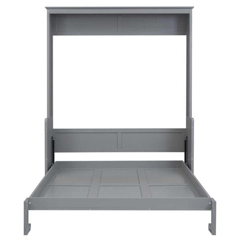 Queen Size Murphy Bed With A Shelf, Gray