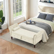 63.38Velvet Multifunctional Storage Rectangular Ottoman Bench Comes With Crystal Buckle Solid Wood Legs With 1 Pillow