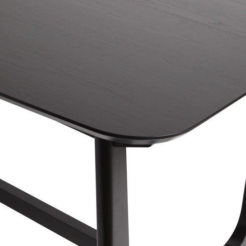 Mid-Century Modern Dining Table With Trestle Base, Black Ash Veneer