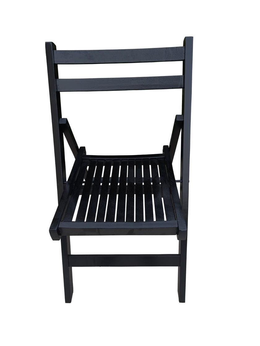 Black Slatted Wood Folding Chair, Set Of 4 - Foldable Event Style