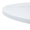 A Modern Minimalist Circular Table With A Diameter Of 33.3 Inches, An Elegant And Practical Choice.White Marble Textured Pattern Desktop, Paired With Uniquely Shaped Metal Leg.