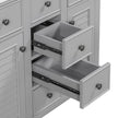 36 Bathroom Vanity With Ceramic Basin, Two Cabinets And Five Drawers, Solid Wood Frame, Grey
