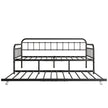 Twin Size Metal Daybed Frame With Trundle, Heavy Duty Steel Slat Support Sofa Bed Platform With Headboard, No Box Spring Needed, Black