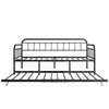 Twin Size Metal Daybed Frame With Trundle, Heavy Duty Steel Slat Support Sofa Bed Platform With Headboard, No Box Spring Needed, Black