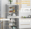 Modern Freestanding Kitchen Pantry Cabinet Cupboard With Doors And Drawer, Adjustable Shelving, Gray