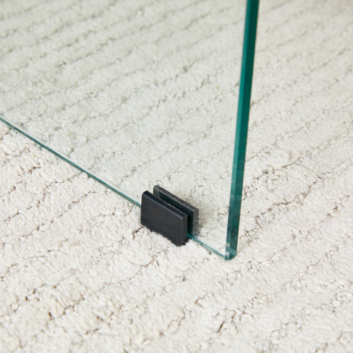 43.x23.6 Wood Colored Texture Sticker MDF Coffee Table With Tempered Glass Legs.Suitable For Living Room.It Can Be Used Not Only As A Coffee Table But Also As A Side Table Or Display Stand.