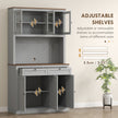 71 Kitchen Pantry Cabinet With Microwave Stand, Kitchen Hutch With 2 Drawers And Adjustable Shelves, Gray