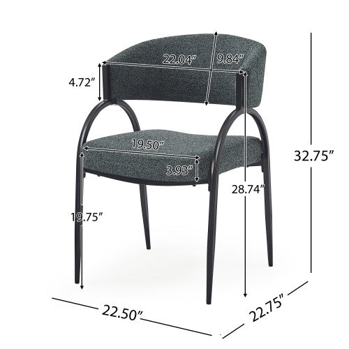 Upholstered Dining Chairs With Metal Legs Set Of 2,Dark Green Black