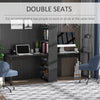 Extra Long 2-Person Desk With Bookshelf Black Home Office Workstation Combo