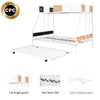 Metal Twin Over Full Bunk Bed With Trundle, Heavy-Duty, Noise Reduced, Guardrail