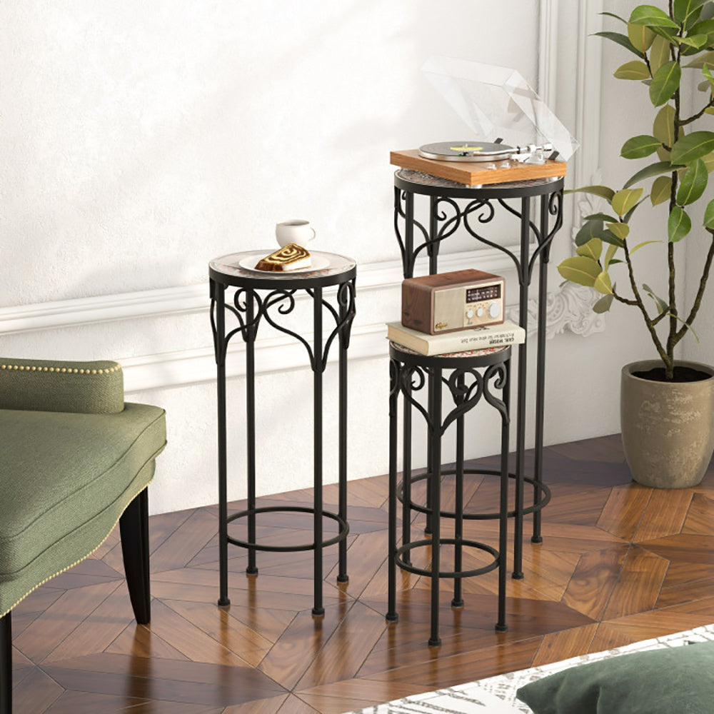 Decorative Flower Display Holder With Ceramic Top For Patio